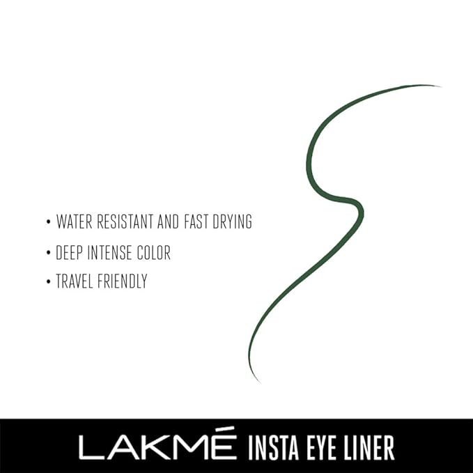 Lakme Ultimate Glam Eye Liner, Semi Matte, Quick drying, Water resistant & Smudgeproof Eye Liner, Green, 9ml Brand: LAKMÉ