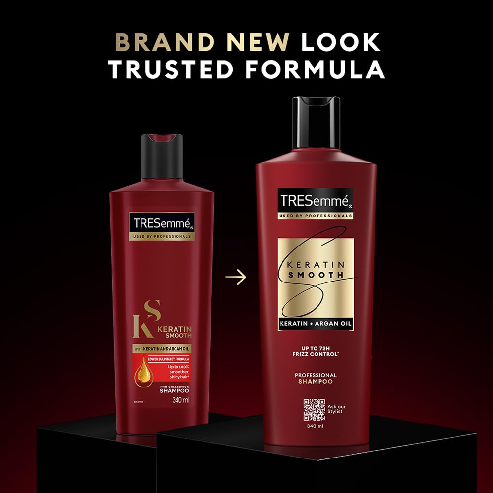 TRESemmé Keratin Smooth Shampoo 1000ml With Keratin Protein and Argan Oil | Salon-Like Smooth Hair | Up To 72H Frizz Control