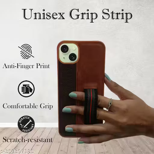 Jkobi Back Cover Case for iPhone 15 Plus (Professional PU Leather | Strip Chain Holder Socket | Brown)