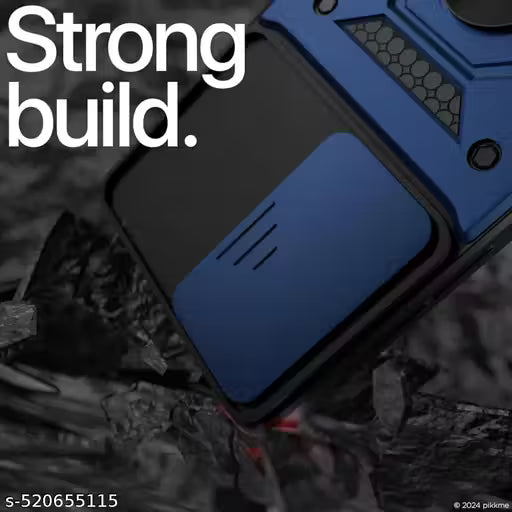 mobbysol Vivo V50 5G Bumper Back Case Cover Shockproof Cam Shield Armor Case | Kickstand Ring Holder Case For Vivo V50 5G - Blue