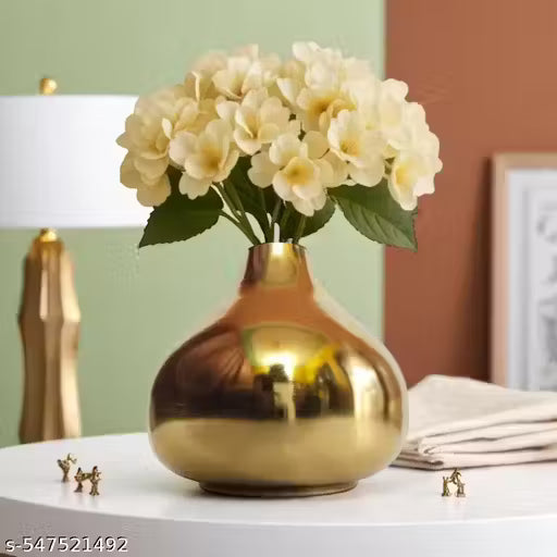 Homing Thistle Luxurious Gold Plated Metal Vase for Home Decor - Elegant & Modern Accent Piece for Stylish Interiors