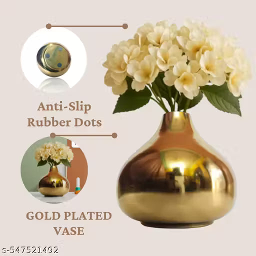 Homing Thistle Luxurious Gold Plated Metal Vase for Home Decor - Elegant & Modern Accent Piece for Stylish Interiors