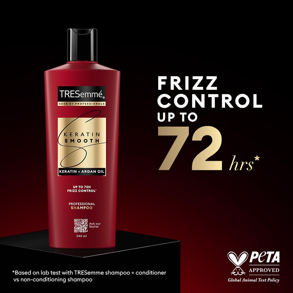 TRESemmé Keratin Smooth Shampoo 1000ml With Keratin Protein and Argan Oil | Salon-Like Smooth Hair | Up To 72H Frizz Control