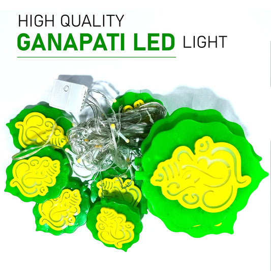 Party Propz Ganpati Leaf Led Lights for Home Decoration - 12LED, 8 Flashing Mode, Pooja Room Decoration Items, Temple Decoration Items for Home, Ganpati Decoration Light, String Lights for Balcony