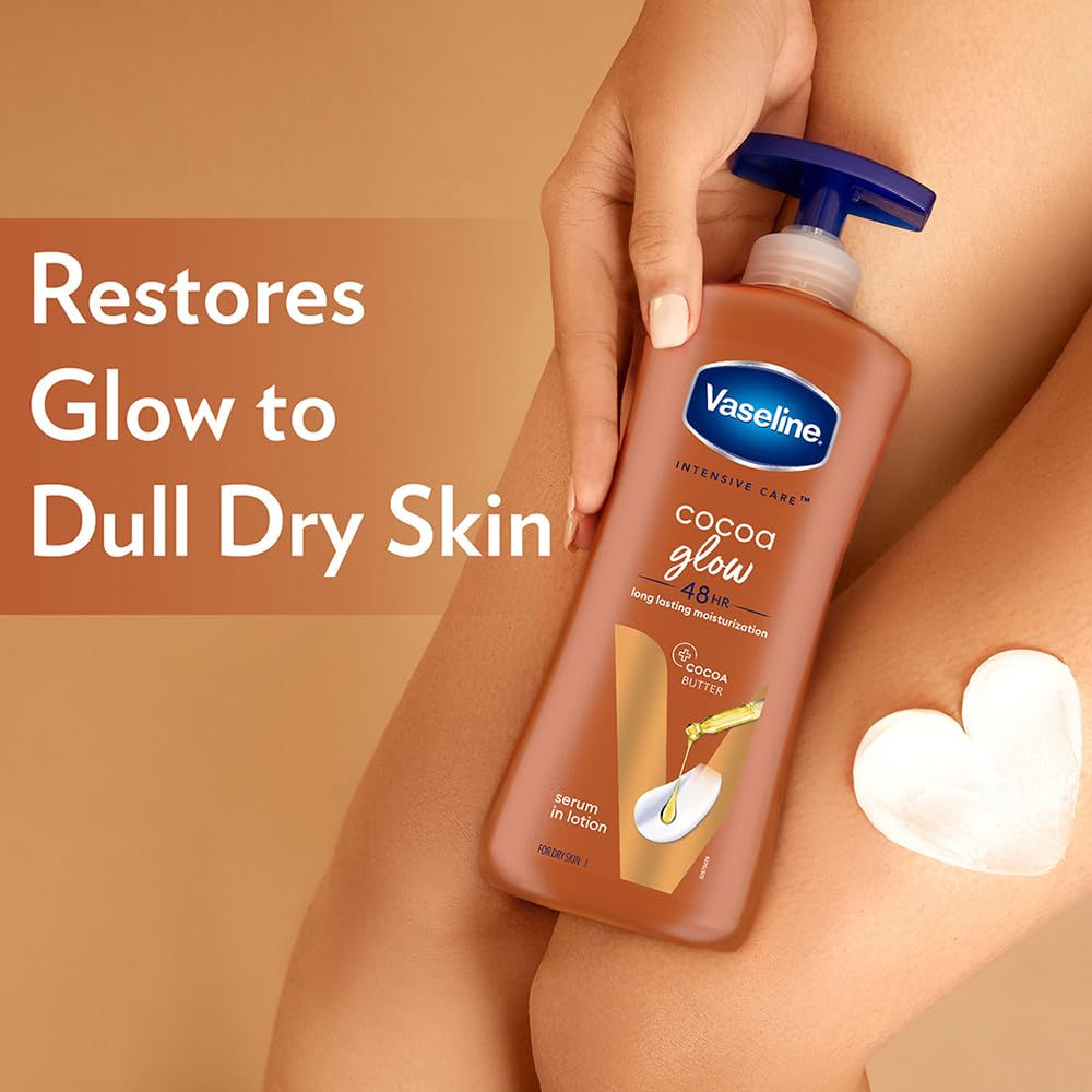 Vaseline Intensive Care Cocoa Glow Body Lotion, 24 hr nourishing lotion with 100% Cocoa And Shea Butter, Restores Glow, 400 ml