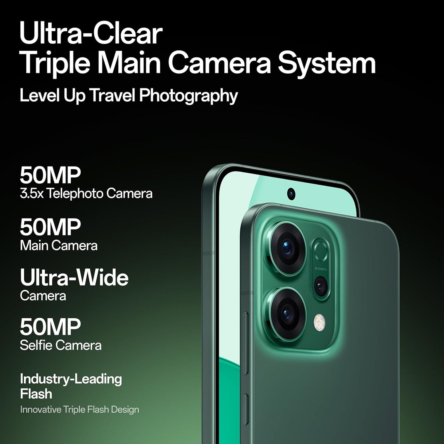 OPPO Reno14 5G (Forest Green, 12GB RAM, 256GB Storage) with No Cost EMI/Additional Exchange Offers
