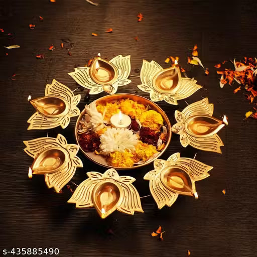 Flower Decorative Lotus Urli Bowl for Home Decor Floating Flowers and Tea Light Candles Home,Office and Table Decor| Diwali Decoration Items for Home (10 Inches)