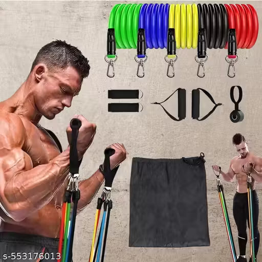 11-in-1 Resistance Bands Set for Men & Women | Exercise Bands with Handles, Door Anchor, Ankle Straps, Hand Grips & Carry Bag | Resistance Tubes for Home Workout, Fat Loss, Muscle Building, Pull Ups, Strength Training, Yoga, Pilates, Gym Rope Kit