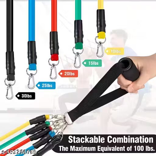 11-in-1 Resistance Bands Set for Men & Women | Exercise Bands with Handles, Door Anchor, Ankle Straps, Hand Grips & Carry Bag | Resistance Tubes for Home Workout, Fat Loss, Muscle Building, Pull Ups, Strength Training, Yoga, Pilates, Gym Rope Kit