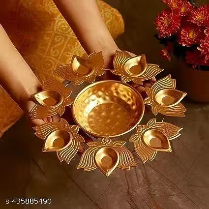 Flower Decorative Lotus Urli Bowl for Home Decor Floating Flowers and Tea Light Candles Home,Office and Table Decor| Diwali Decoration Items for Home (10 Inches)