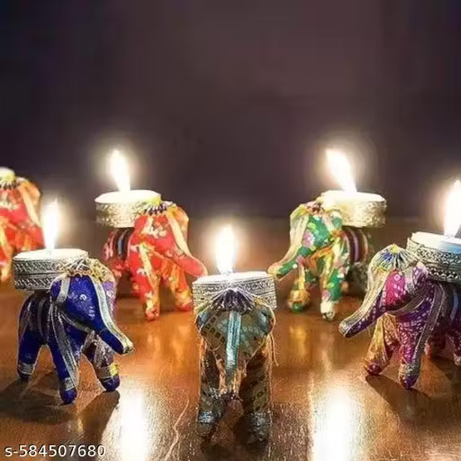 Misscasa Set of 5 Elephant Tea Light/Candle Holder for Decoration/Ganpati Decoration/Diwali Decoration/Diya for Home Decor| Designer Candle Holders | Diwali Gift /balcony decor/Living room/festival backdrop/showpiece/best selling