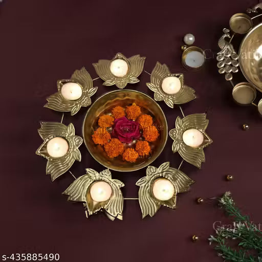 Flower Decorative Lotus Urli Bowl for Home Decor Floating Flowers and Tea Light Candles Home,Office and Table Decor| Diwali Decoration Items for Home (10 Inches)