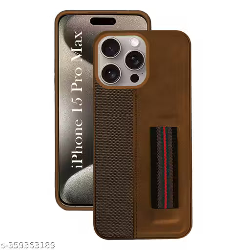 Jkobi Back Cover Case for iPhone 15 Pro Max (Professional PU Leather | Strip Chain Holder Socket | Brown)