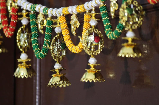 JH Gallery Handmade Plastic Beads Traditional Door Hanging/Bandarwal/Toran for Door, Decor for Festival, Wedding, Traditional Bandarwal Set for Door, 35" inch (Multicolor)
