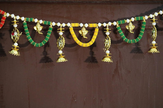 JH Gallery Handmade Plastic Beads Traditional Door Hanging/Bandarwal/Toran for Door, Decor for Festival, Wedding, Traditional Bandarwal Set for Door, 35" inch (Multicolor)