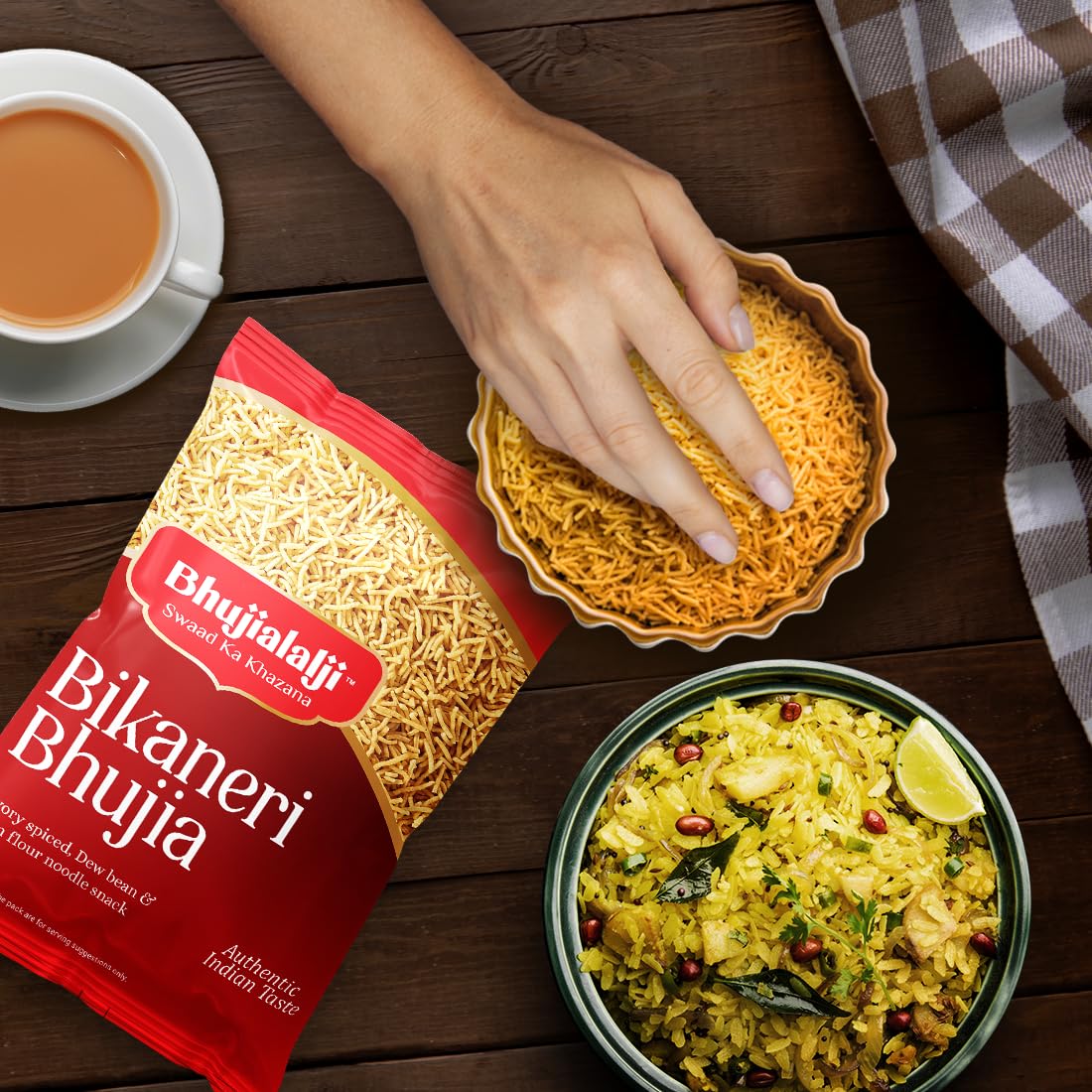 Bhujialalji Bikaneri Bhujia (pack of 1) 1kg Rajasthani Bhujia Namkeen with Dew beans,gram flour and indian Spices | All time favourite indian snacks/Namkeen | Ready to eat