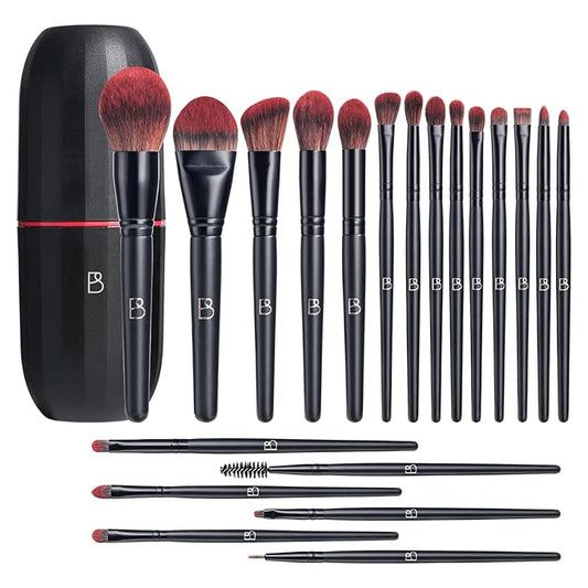 BS-MALL Makeup Brushes Set Professional Foundation Powder Concealers Eye shadows Blush Synthetic Makeup Brushes with Black case 20 Pcs