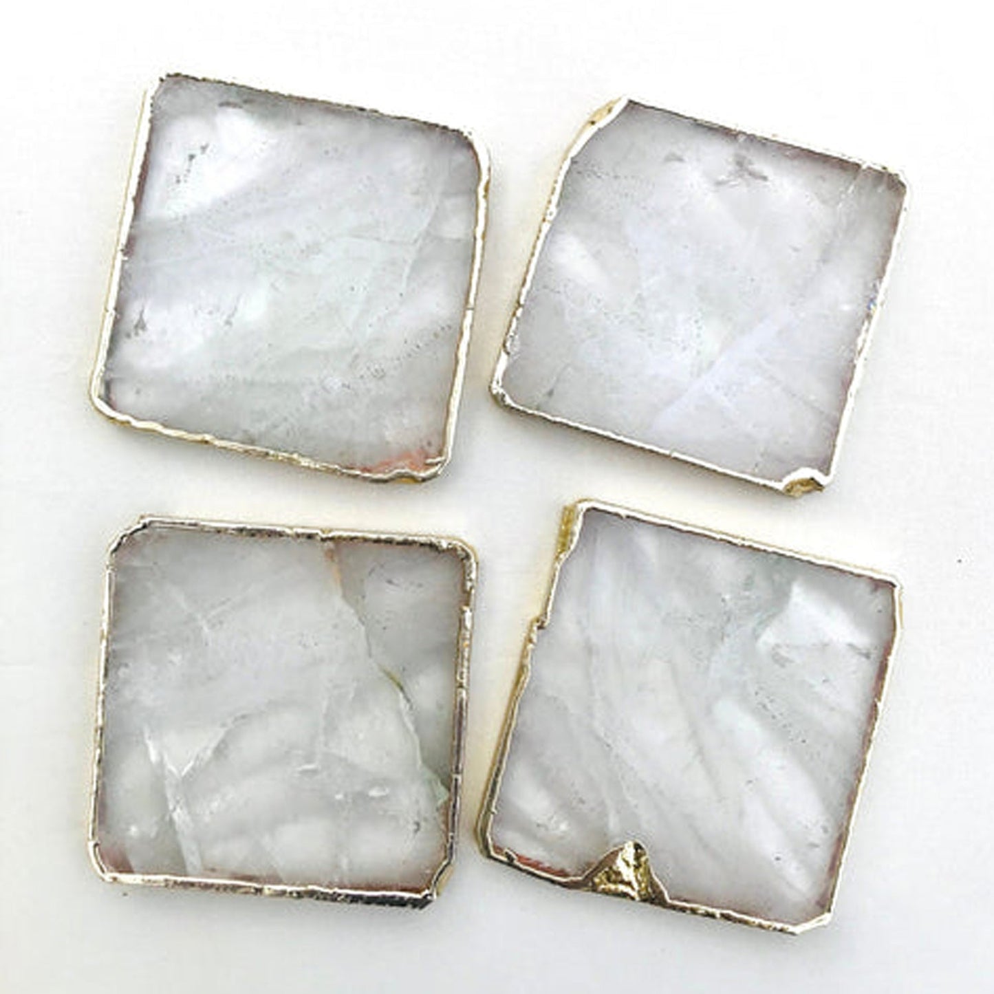 Clear Quartz/Gemstone/Semi-precious stone/Agate - Set of 4 large coasters/Personalised Momentos-0