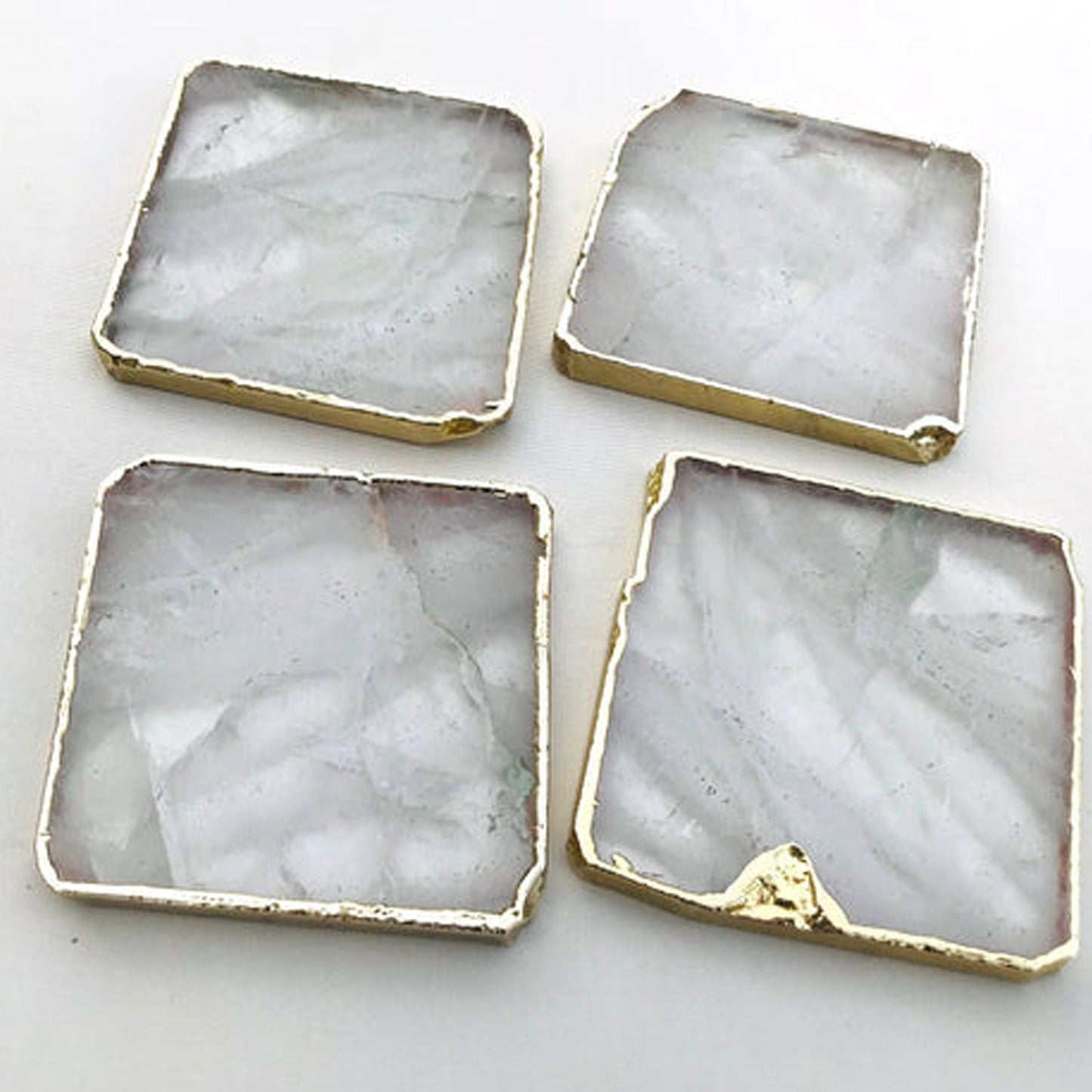Clear Quartz/Gemstone/Semi-precious stone/Agate - Set of 4 large coasters/Personalised Momentos-3