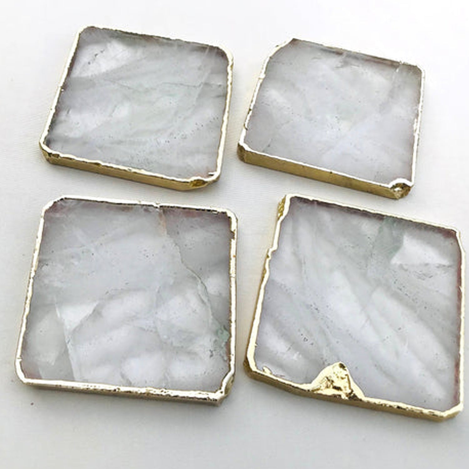 Clear Quartz/Gemstone/Semi-precious stone/Agate - Set of 4 large coasters/Personalised Momentos-3