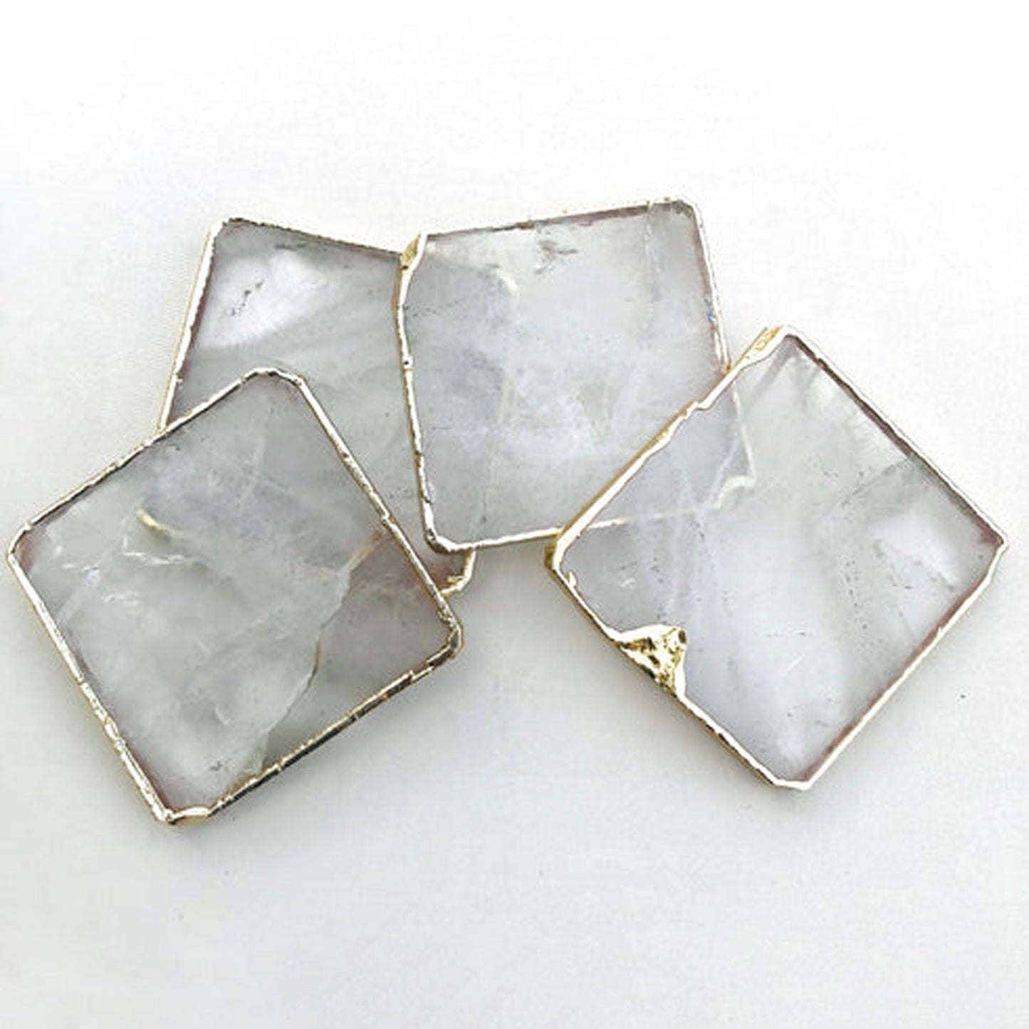 Clear Quartz/Gemstone/Semi-precious stone/Agate - Set of 4 large coasters/Personalised Momentos-4