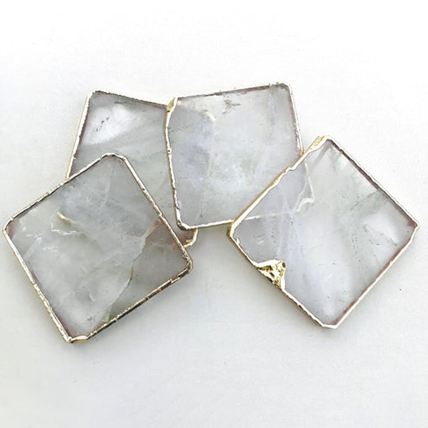 Clear Quartz/Gemstone/Semi-precious stone/Agate - Set of 4 large coasters/Personalised Momentos-4