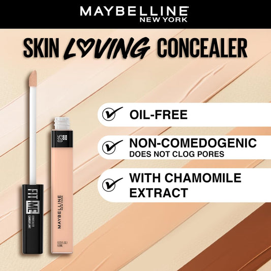Maybelline New York Full Coverage Concealer, Matte & Poreless Ultra Blendable, Fit Me, 25 Medium, 6.8ml