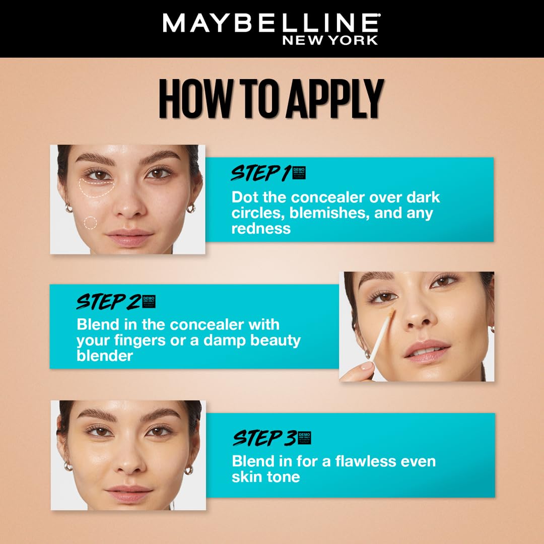 Maybelline New York Full Coverage Concealer, Matte & Poreless Ultra Blendable, Fit Me, 25 Medium, 6.8ml