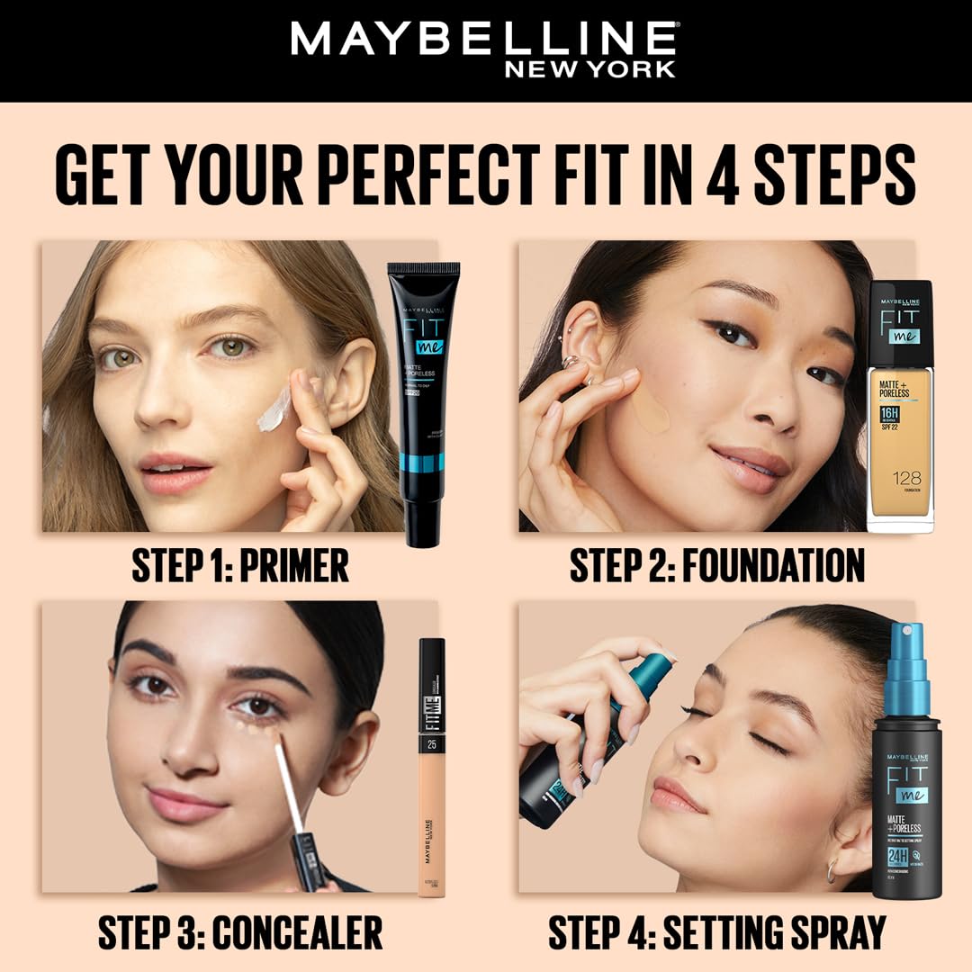 Maybelline New York Full Coverage Concealer, Matte & Poreless Ultra Blendable, Fit Me, 25 Medium, 6.8ml