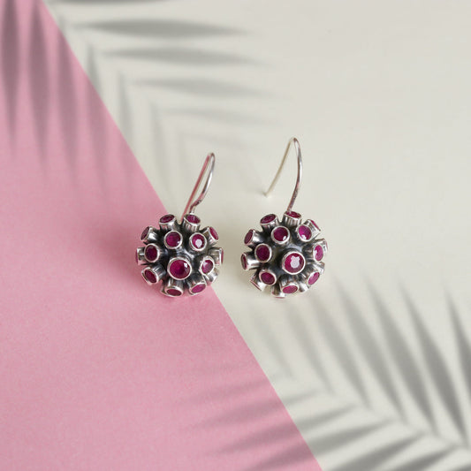 Spiked Hydro Ruby Earrings-1