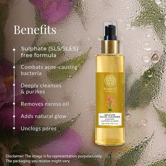 Forest Essentials Ayurvedic Purifying Face Wash with Saffron & Neem | For Normal to Oily Skin | Sulphate Free | Travel Size