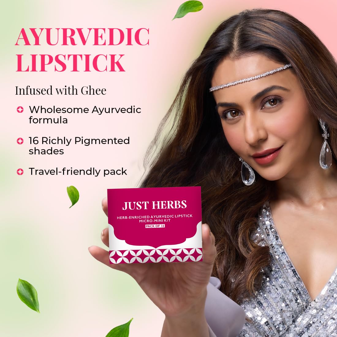Just Herbs Ayurvedic Creamy Matte Micro Mini Lipstick Kit Lip Hydrating & Moisturizing, Lipsticks for Women Suitable All Indian Tones (Pack of 16)