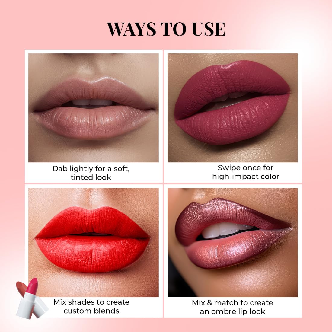 Just Herbs Ayurvedic Creamy Matte Micro Mini Lipstick Kit Lip Hydrating & Moisturizing, Lipsticks for Women Suitable All Indian Tones (Pack of 16)