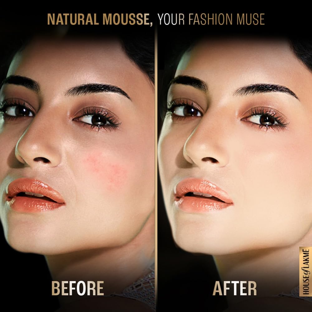 Lakme Absolute Skin Natural Mousse, Almond Honey, SPF 8 Natural Finish Matte Cream Foundation - Long Lasting Weightless Full Coverage Face Makeup, 25g