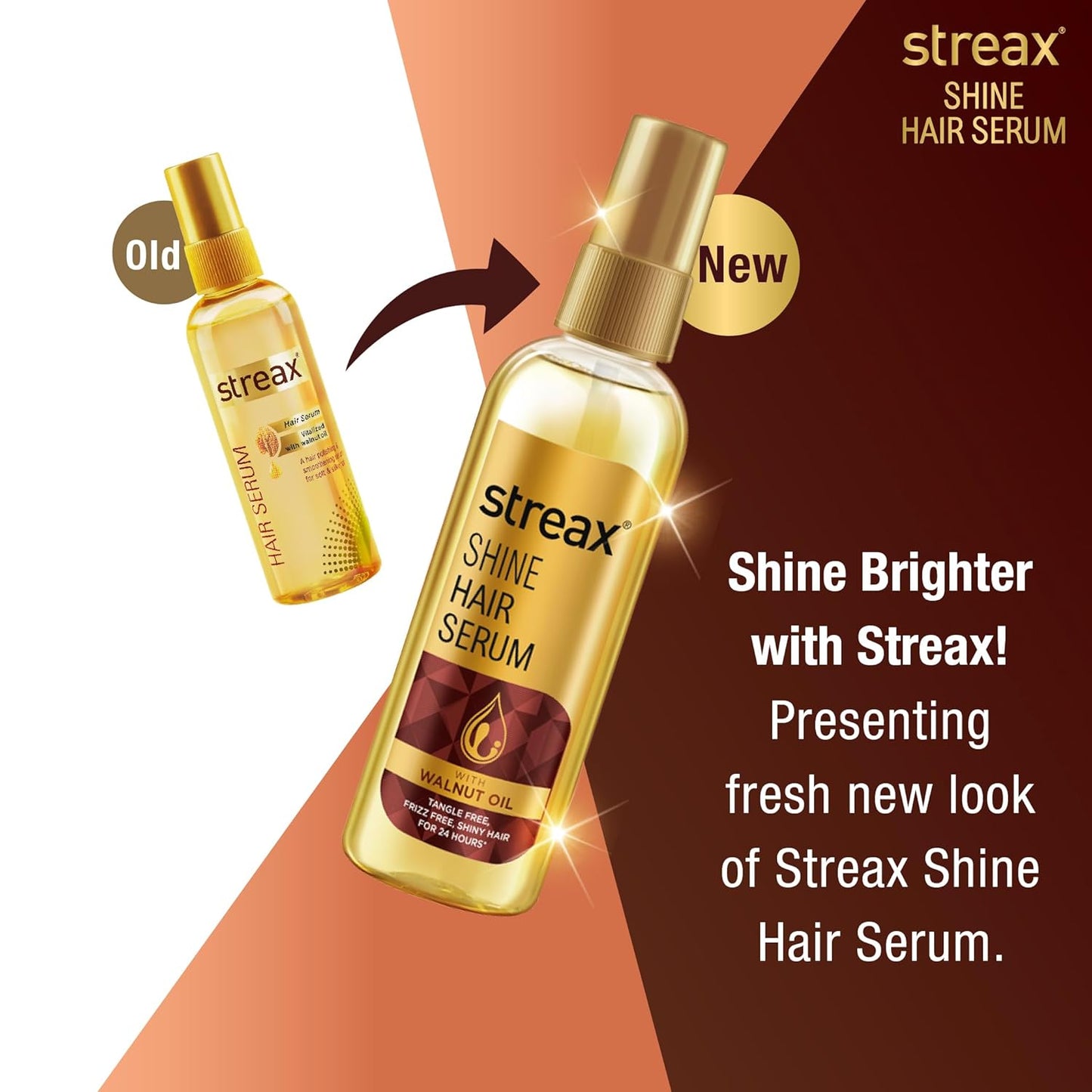 Streax Hair Serum 200ml, Hair serum for Dry & Frizzy Hair, for Women & Men, for Curly Hair, Wavy Hair, Straight Hair, Silk & Shine Vitalised with Walnut Oil