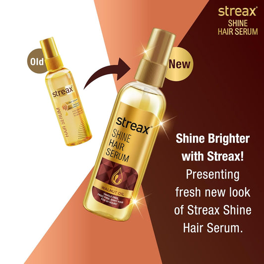 Streax Hair Serum 200ml, Hair serum for Dry & Frizzy Hair, for Women & Men, for Curly Hair, Wavy Hair, Straight Hair, Silk & Shine Vitalised with Walnut Oil