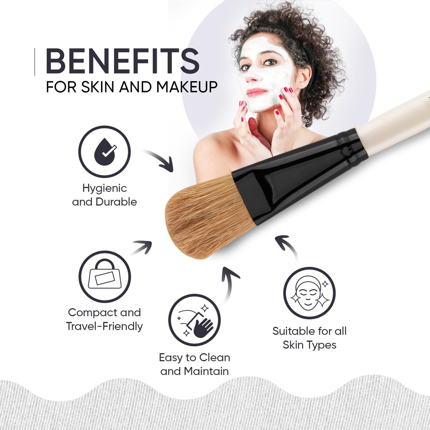 Vega Bristle Face Pack Brush - White, 1 Piece, (HV-27)