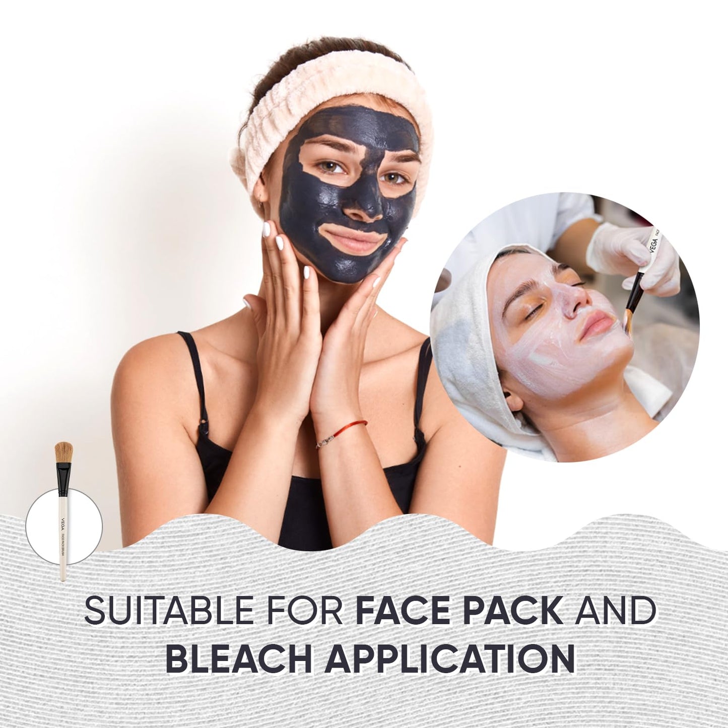 Vega Bristle Face Pack Brush - White, 1 Piece, (HV-27)