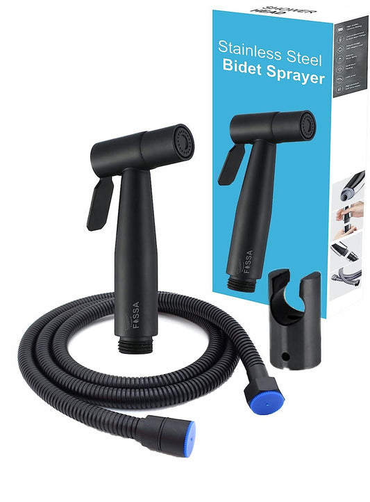 Fossa Hand Held Bidet Sprayer Premium Stainless Steel Sprayer Shattaf - Bidet Spray Head for Toilet, Hand Bidet Sprayer for Toilet Black-0