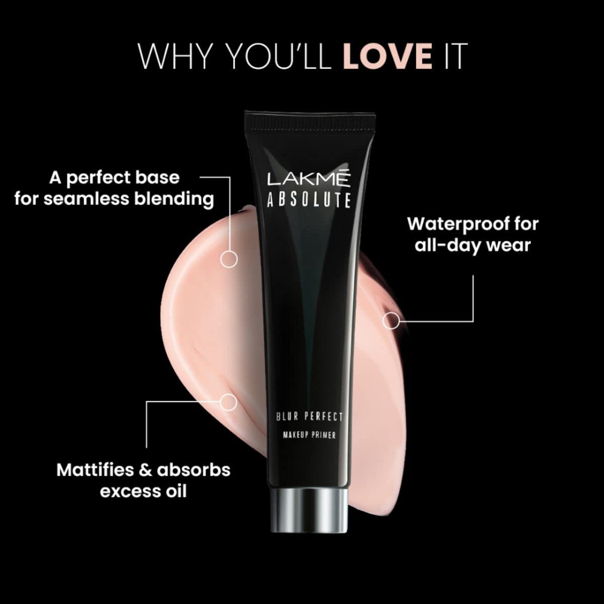 Lakme Absolute Blur Perfect Matte Face Primer, Makeup Primer for Poreless, Smooth & Long Lasting Makeup - Waterproof Brightening Makeup Base, 30 ml