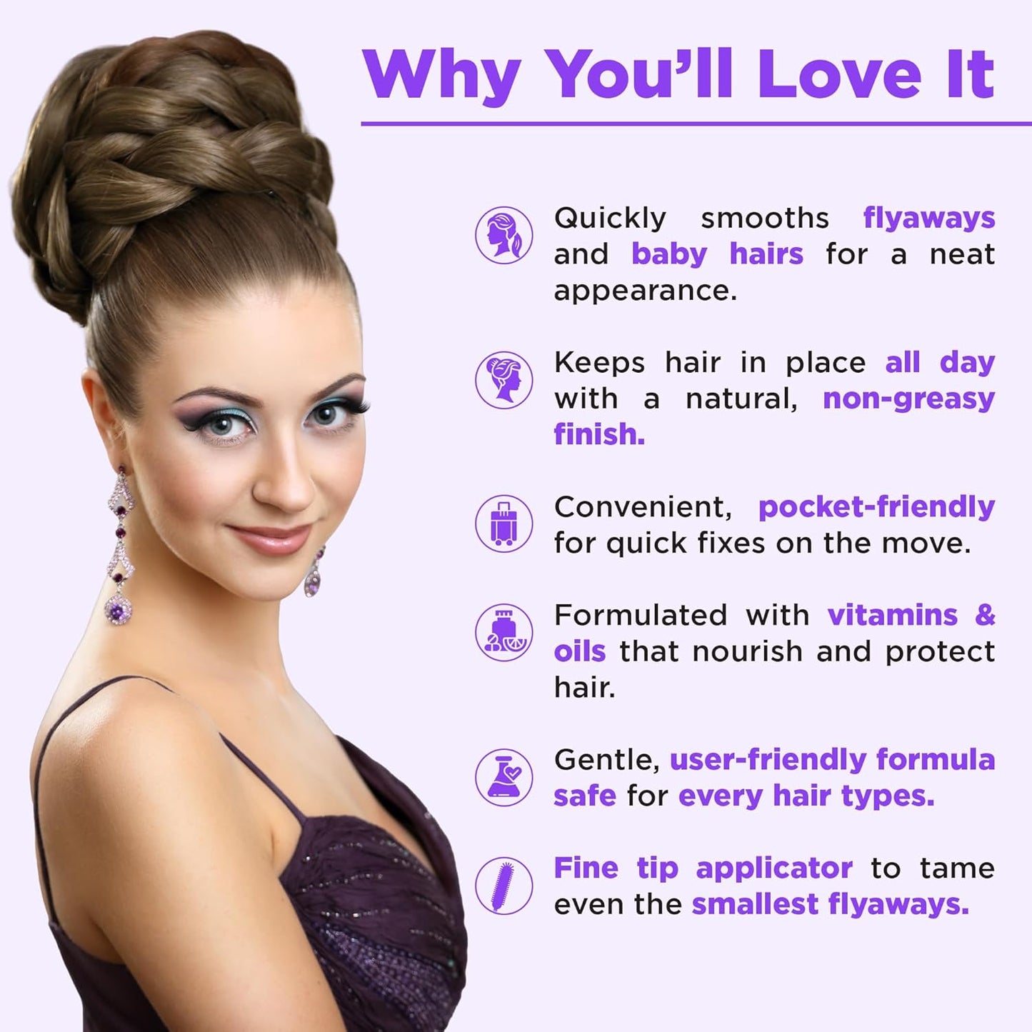ORGATRE Frizz Free Hair Finishing Stick – Anti‑Frizz Hair Wax Wand for Flyaways, Non‑Sticky, Non‑Greasy Hold, Baby Hair Control & Edge Tamer, Rosemary Infused 15 ml